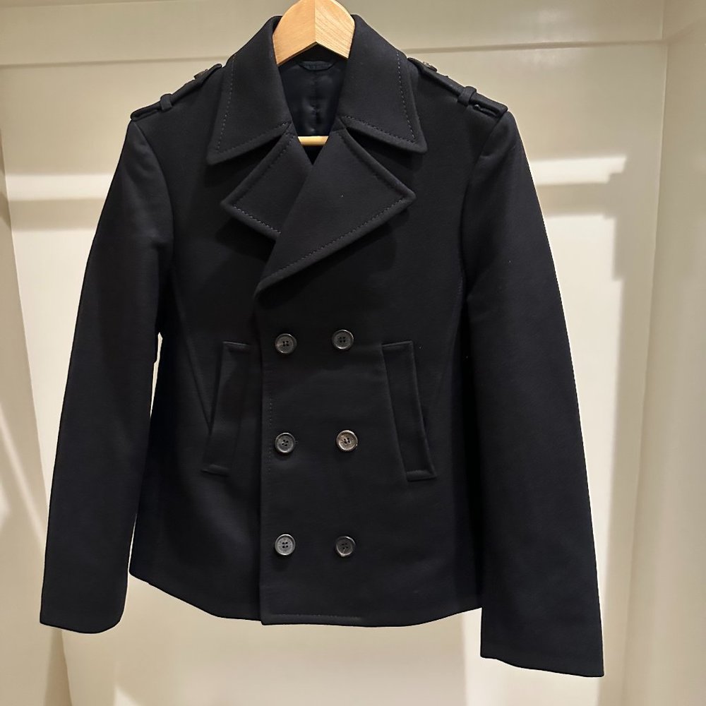 NEIL BARRETT Black Wool Short Peacoat